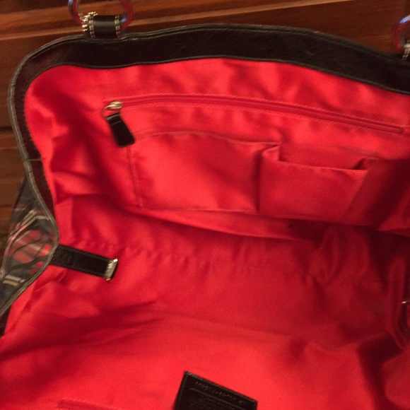 Coach Poppy Tartan Plaid Tote Bag with Matching Accordion Zip Wallet - Picture 5 of 15